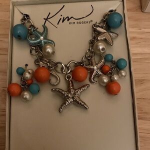 Kim Rogers Turquoise and Orange Starfish Earrings